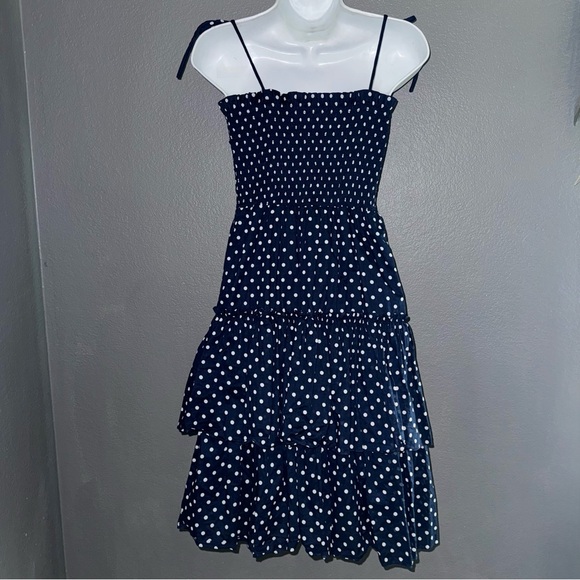 Tory Burch Navy Blue & White Polka Dot Layered Sundress Dress Womens XS - Small - Picture 6 of 7